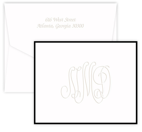 Henley Monogram Embossed Border Folded Note Cards